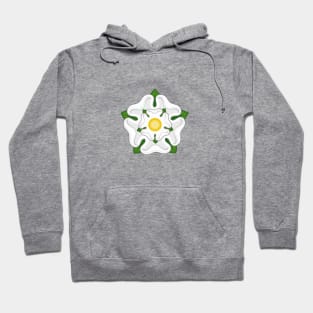 English White York Rose Tudor Heraldic Emblem Hoodie